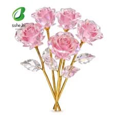 SFBSF 10 Unidades De Rosas De Folha Rosa , Eternas Românticas Artesanais , Grandes Flores De Cristal Artificial