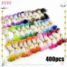 SUHU 400pcs Flower Stamen Scrapbooking Decoração De Casamento Cabeças Duplas Pistilo Agulha