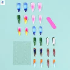 Pontas De Unhas Coloridas De Prensa De Cabeça Longa E Pontiaguda Com Borda Natural Lisa Para Fornecimento De Salão Profi