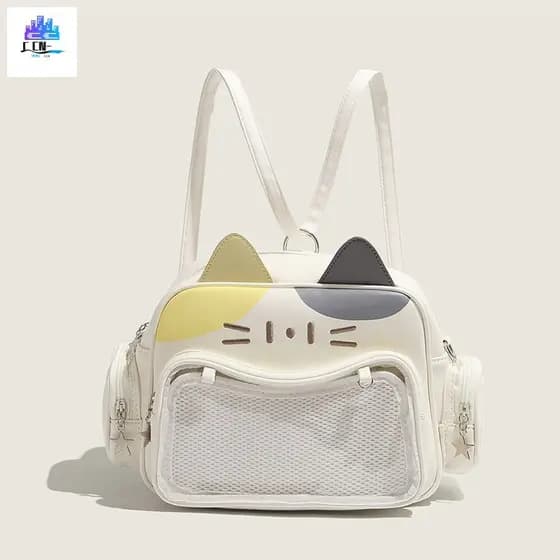 Bolsa De Ombro Transparente Fofa De Gato 2D-Mochila Crossbody Para Mulheres