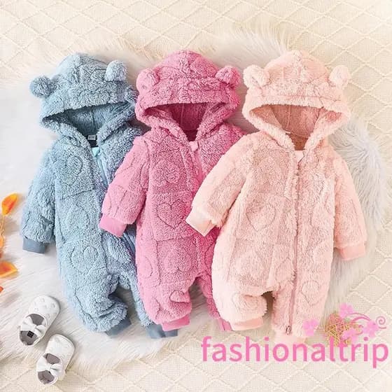Macacão De Inverno Para Bebê Menina 2025 | Pelúcia Com Capuz Roupa Térmica 100 % Algodão (0-24M) Roupas Brasileiras Clim