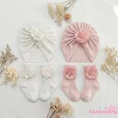 [FaSh] Conjunto De Chapéu E Meias Decorativas Para Bebês Meninas , Lindos Acessórios