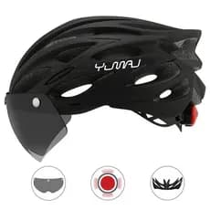 Novo Capacete De Montanha De Estrada Moldado Integralmente Com Viseira Removível Luz Traseira De Bicicleta