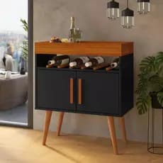 Aparador Café Drink com 2 Portas cor PRETO/CARAMELO