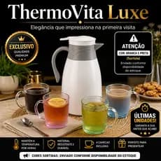 Garrafa Térmica 1L com 4 Canecas Kit Completo ThermoVita Luxe ISTOK Café Chá Quente Frio Premium
