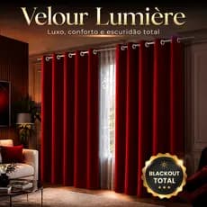 Cortina Blackout Forro Voil Vermelho 2 Em 1 Medida 280x220cm Estilo Ilhos