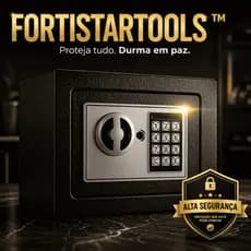 Cofre Digital Eletrônico com Senha e Chave FORTISTARTOOLS™ | Cofre de Segurança Residencial Reforçado para Dinheiro, Doc
