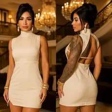 Vestido Alfaiataria Tubinho Modelador Gola Alta Casual & Sofisticado - Lavínia