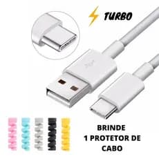 Cabo Carregador Compativel com Samsung M11 M12 M20 M30 M31 M32 M34 M52 M62 + Protetor de Cabo