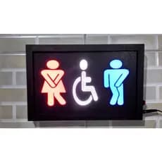 Luminoso Wc Acessivel Unissex Led Neon Quadro Placa Banheiro Toilet