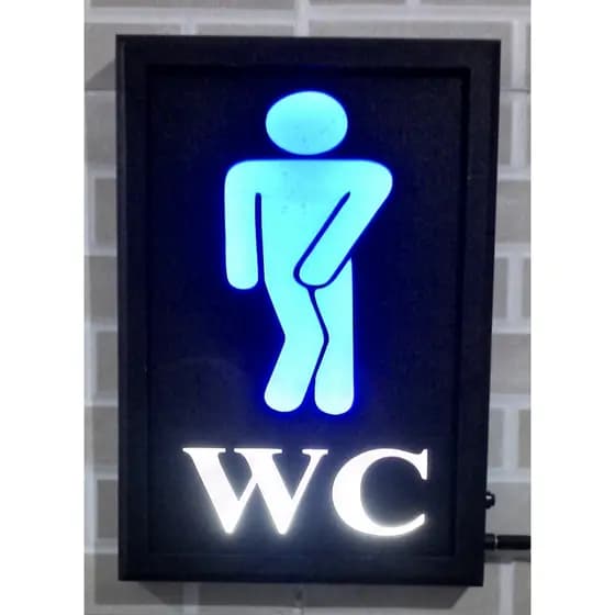Luminoso WC Masculino Led Neon Quadro Placa Infotmativo Banheiro Toilet