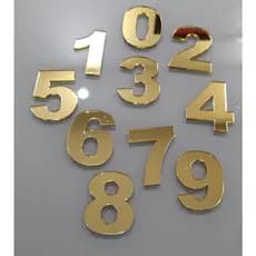 Aplique Números Acrílico Dourado Espelhado 2mm - 4cm