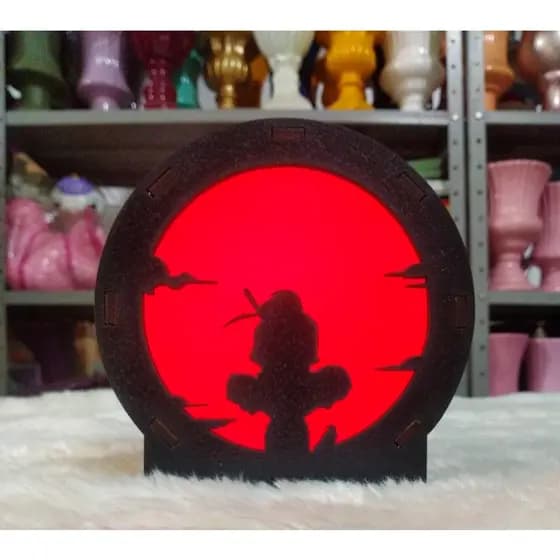 Luminária Itachi Uchida Geek De Mesa Redondo 12cm X 12cm Naruto