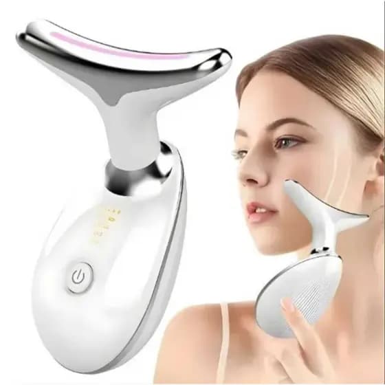 Massageador De Pescoço e Rosto LED Vibração Fototerapia Para Rejuvenescer Firmeza Anti-Rugas