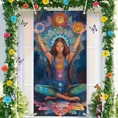 1pc Vibrant Cosmic Goddess Polyester Party Banner, 89.92cm x 179.83cm - Decoração