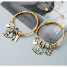 Pulseira Bracelete Olho Grego Pingente Prata