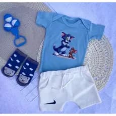 Conjunto Infantil Body+Short com Bolso | Roupas de Bebê Confortáveis ​​e Estilosas|Algodão Premium