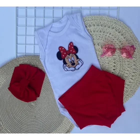 Conjunto BodyRegata Bebê TapaFraldaConjunto Body + ShortInfantilRoupaBebêAlgodãoConfortáveleEstilos