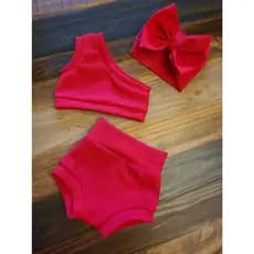 Conjunto Infantil Bebê - Ana Ruga - 3 Peças: Tapa Fraldas + Top + Tiara - Roupas de Verão