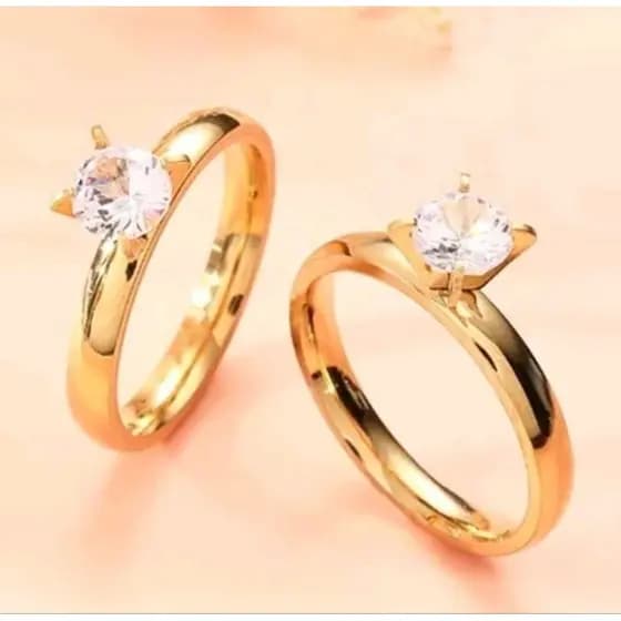 anel solitario feminino banhado ouro 18k pedra zirconia compromisso