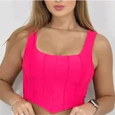 Cropped Corset Com Bico Ponta Em V Corselet