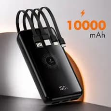 Power Bank H’Maston 10000mAh YD-25 Carregador Portátil 4 Cabos Integrados Display Digital Anatel