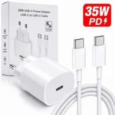 Kit Carregador Turbo 35W USB-C para iPhone 15 15 Plus 15 Pro Max 16 16 Plus 16 Pro Max Fonte + Cabo