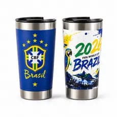 Copo Térmico Inox Copa do Mundo Brasil 🇧🇷 473ml Gelado por Horas