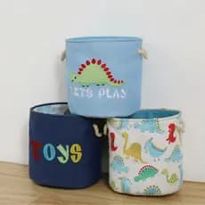 Cesto Organizador Multiuso Dobrável Infantil Armazenamento Poliéster Dinossauro com Alça trançada Roupa Objetos