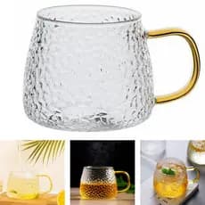 Jogo Caneca Xícara Jarra 420ml Transparente Alça Colorida Criativa Xícara Copo Café Chá Suco