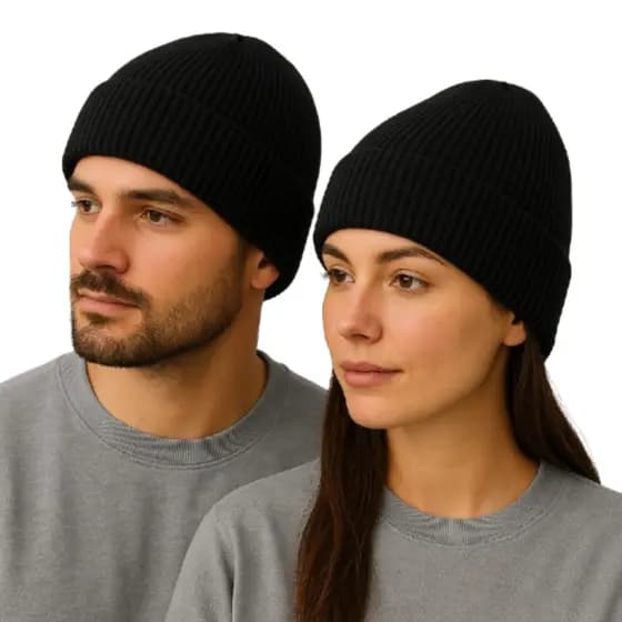 Kit Touca De Frio Gorro Preta Lã Quentinha Tamanho Único Inverno