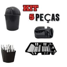 Kit Pia de Cozinha Com Lixeira /Escorredor de Louça 18 Pratos +Porta TALHER+ RODO+PORTA DETERGENTE