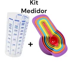 Kit Medidas com 6 Colheres Medidora Em Xicara ML+Copo Medidor Graduado De Medidas 500 Ml De Plástico