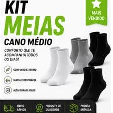 Meia Esportiva Masculina Cano Alto Tamanho 39/42 Atoalhada Macias e Reforçadas