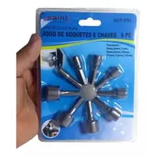 Jogo 9 Soquete Pito Canhão Sextavado Parafusadeira 5 A 13 mm- Pen Tech