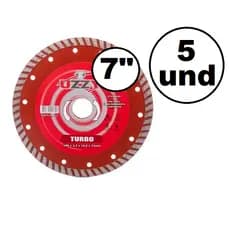 5 Discos Diamantado Turbo 7 Polegada 180 X 8 X25/22mm - kit de 5 ou 3unidade