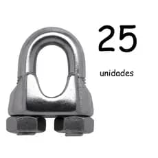 25 Clips para cabo de aço - grampo - TAMANHO GRANDE- barato - revendedor