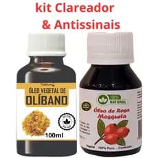 kit 02 Óleo Essencial de Olíbano + Rosa Mosqueta - Clareador Pele Antissinais - Massagem Disufor Aromaterapia