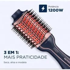 Escova Secadora 3 em 1 Seca Alisa e Modela Infrared Mondial Azul ES-01-IR 1200w - Bivolt