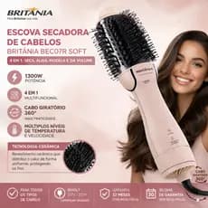 Escova Secadora Britânia Soft BEC07R Cabo Giratório 1300W Bivolt