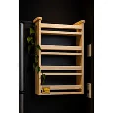 Suporte 4 andares Porta Temperos  Cozinha Geladeira madeira pinus