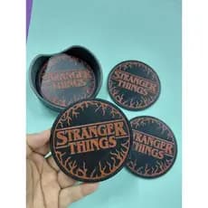 kit Porta Copos Stranger Things 3D 4 unidades Decorativo