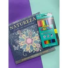 KIT LIVRO DE COLORIR + LAPIS DE COR COM 12 CORES MULTICOLOR