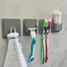 1 a 4 Suportes Organizador para Banheiro Aparelho de Barbear Escova de Dente Toalha Cotonete Haste Flexivel Box Pia