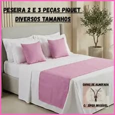 Peseira + 2 Capas Kit Piquet | Solteiro / Casal/ Queen/ King/ Super King Elegância e Conforto!