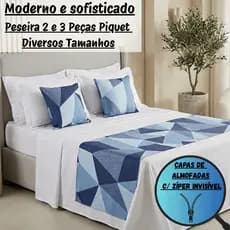 Peseira + 2 Capas Kit Estampado Piquet | Solteiro/Casal/Queen/King Todos os Tamanhos Entrega Rápida!