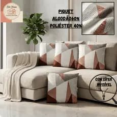 Capa de Almofadas Piquet com Zíper Kit 2, 4, 6 ou 8 Pçs, 40x40cm| Sala, Quarto! Decorativa