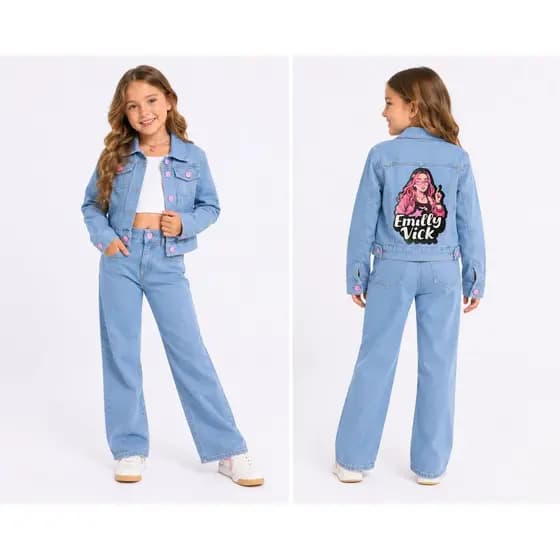 JAQUETA JEANS INFANTIL EMILLY VICK 4 A 12 ANOS