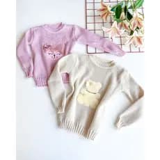 BLUSA INFANTIL TRICOT URSINHO/RAPOSA 2 A 8 ANOS