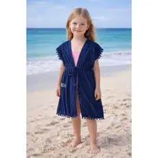 Saída De Praia Aberta Infantil Vestido Moda Praia Tendência